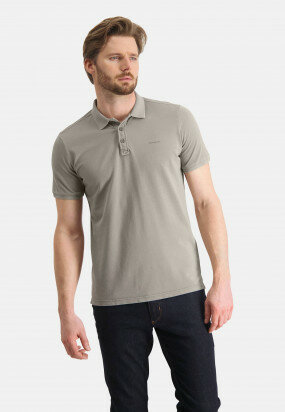 Polo-pique-with-regular-fit---buff-plain
