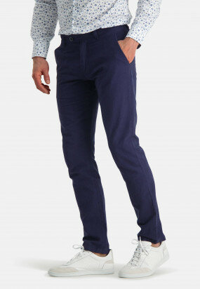 Printed-chino-with-modern-fit---dark-blue-plain