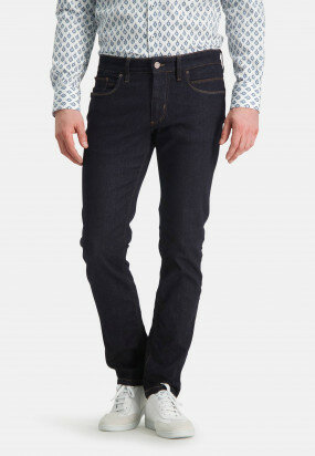 5-Pocket-stretch-jeans---dark-blue-plain