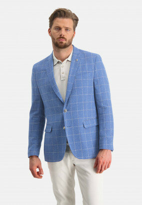 Checked-blazer-with-flap-pockets---cobalt/white