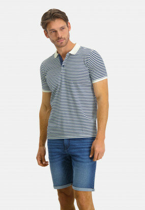 Poloshirt-Jersey-Short-Sleeve-Striped---white/cobalt