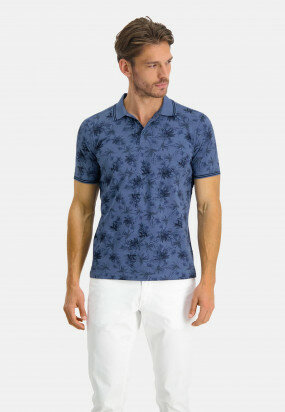 Poloshirt-Pique-Short-Sleeve-Print---grey-blue/midnight