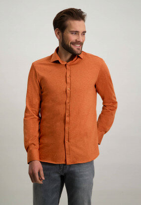 Jersey-overhemd-met-regular-fit---brique/oranje