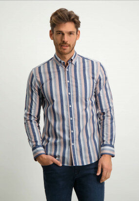 Printed-organic-cotton-shirt---grey-blue/brick