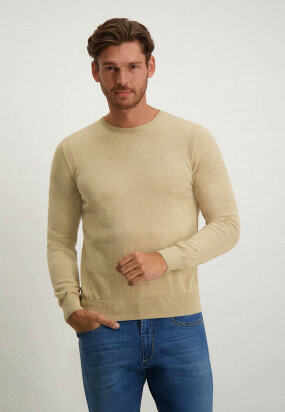 Pullover-mit-R-Ausschnitt-aus-Bio-Baumwolle---beige-uni