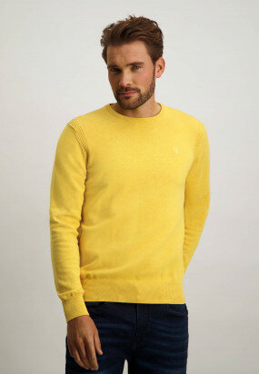 Organic-cotton-round-neck-jumper---golden-yellow-plain