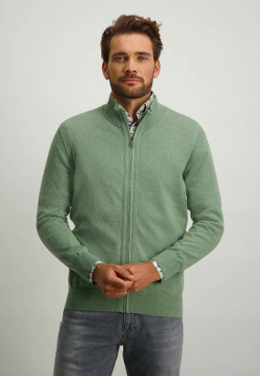 Organic-cotton-cardigan-with-zip---leafgreen-plain