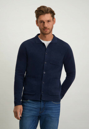 Cotton-cardigan-with-lower-front-pockets---navy-plain
