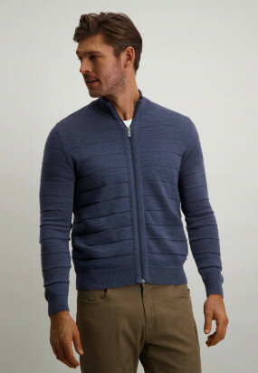 Mouliné-cardigan-with-zip---grey-blue/navy
