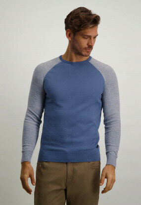 Katoenen-trui-met-logo-batch---grijsblauw/lichtgrijs