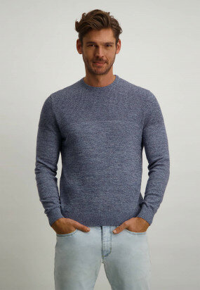 Cotton-jumper-with-a-textured-mix-pattern---grey-blue/navy