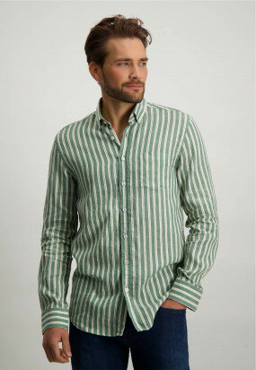 Organic-cotton-striped-shirt---jade/lime