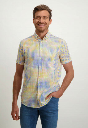 Shirt-with-structured-pattern---golden-yellow/mid-blue