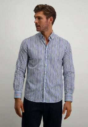 Printed-organic-cotton-shirt---cobalt/navy