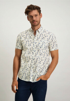 Button-down-overhemd-van-biologisch-katoen---grijsblauw/khaki
