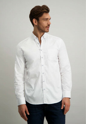 Cotton-twill-shirt-with-stretch---white-plain
