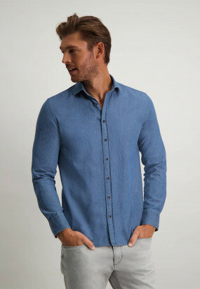 Indigo-shirt-with-long-sleeves---cobalt-plain