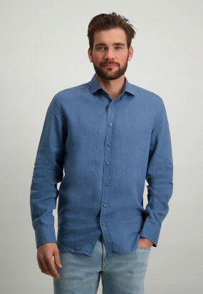 Linen-shirt-with-regular-fit---grey-blue-plain