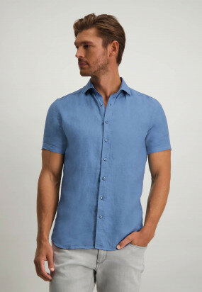 Shirt-in-100%-linen---grey-blue-plain