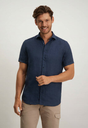 Overhemd-van-100%-linnen---donkerblauw-uni