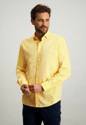 Katoenen-twill-overhemd---goud-geel-uni