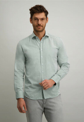 Cotton-twill-shirt---jade-plain