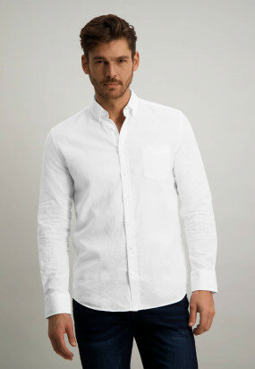 Overhemd-van-een-linnen-mix---wit-uni
