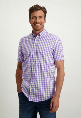 Regular-fit-overhemd-met-ruitpatroon---violet/wit
