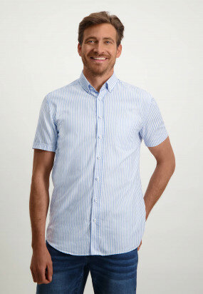 Gestreept-overhemd-van-biologisch-katoen---middenblauw/wit