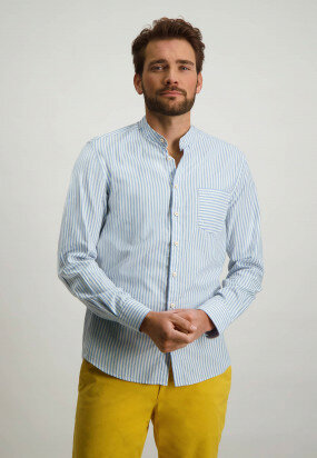 Shirt-with-stand-up-collar---golden-yellow/mid-blue