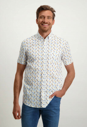 Stretch-shirt-from-organic-cotton---golden-yellow/mid-blue
