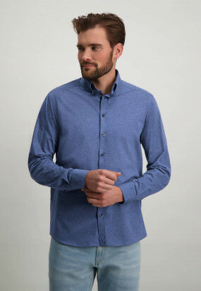 Jersey-overhemd-met-een-print---kobalt/donkerblauw