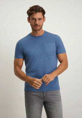 T-shirt-mit-R-Ausschnitt-und-Regular-Fit---grau-blau-uni
