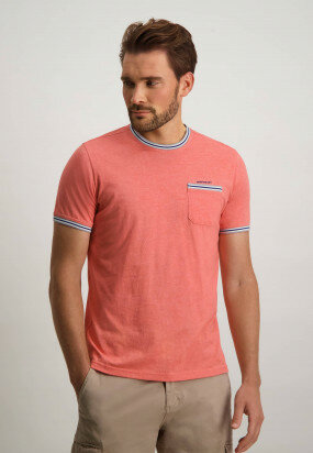 Round-neck-T-shirt-with-BCI-cotton---coral-plain