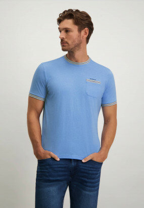 Round-neck-T-shirt-with-BCI-cotton---blue-plain
