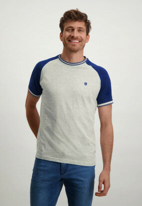 T-shirt-col-rond-avec-blocs-de-couleur---gris-claire/marine