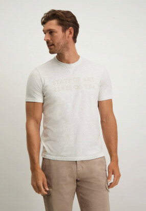 T-shirt-col-rond-avec-un-imprimé-sur-la-poitrine---greige-uni