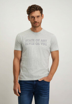 T-shirt-col-rond-avec-un-imprimé-sur-la-poitrine---gris-clair-monochrome
