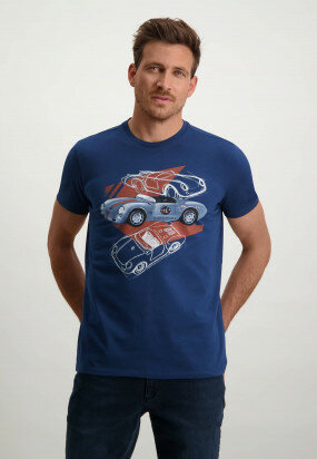 Racing-plain-T-shirt-with-print-on-chest---cobalt-plain
