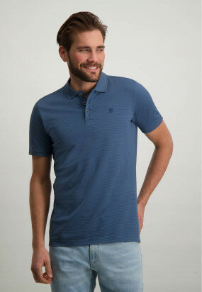 Piqué-Poloshirt-mit-Regular-Fit---grau-blau-uni