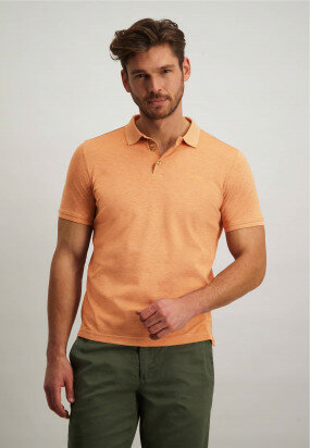 Poloshirt-aus-merzerisierter-Baumwolle---orange/hellgrau