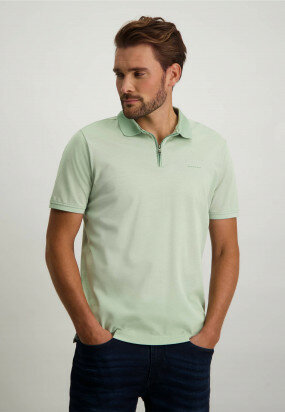 Polo-with-short-zip---emerald-green/greige