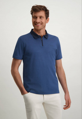 Poloshirt-mit-kurzem-Zipper---marine/graublau