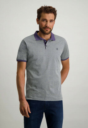 Poloshirt-aus-merzerisierter-Baumwolle---hellgrau/violett