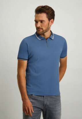 Polo-with-contrasting-details---grey-blue/navy