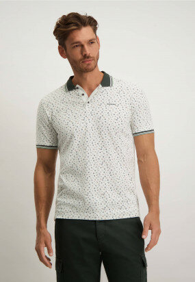 Short-sleeved-polo-with-regular-fit---greige/dark-green