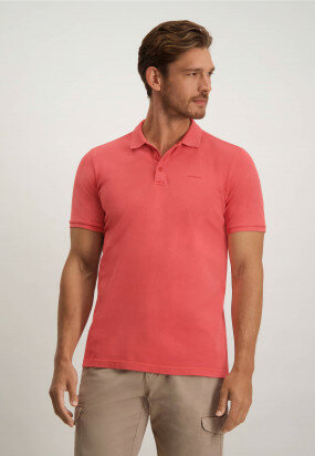 Cotton-polo-in-regular-fit---coral-plain