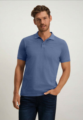 Cotton-polo-in-regular-fit---grey-blue-plain
