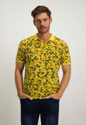 Polo-with-floral-print---golden-yellow/mid-blue