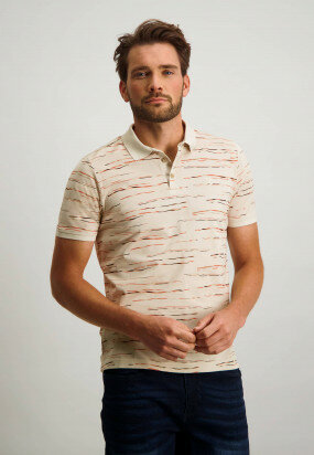 Polo-in-cotton-with-digital-print---cream/coral